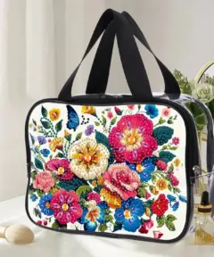 Bolsa Floral de Neceser Semitransparente Diamond Painting