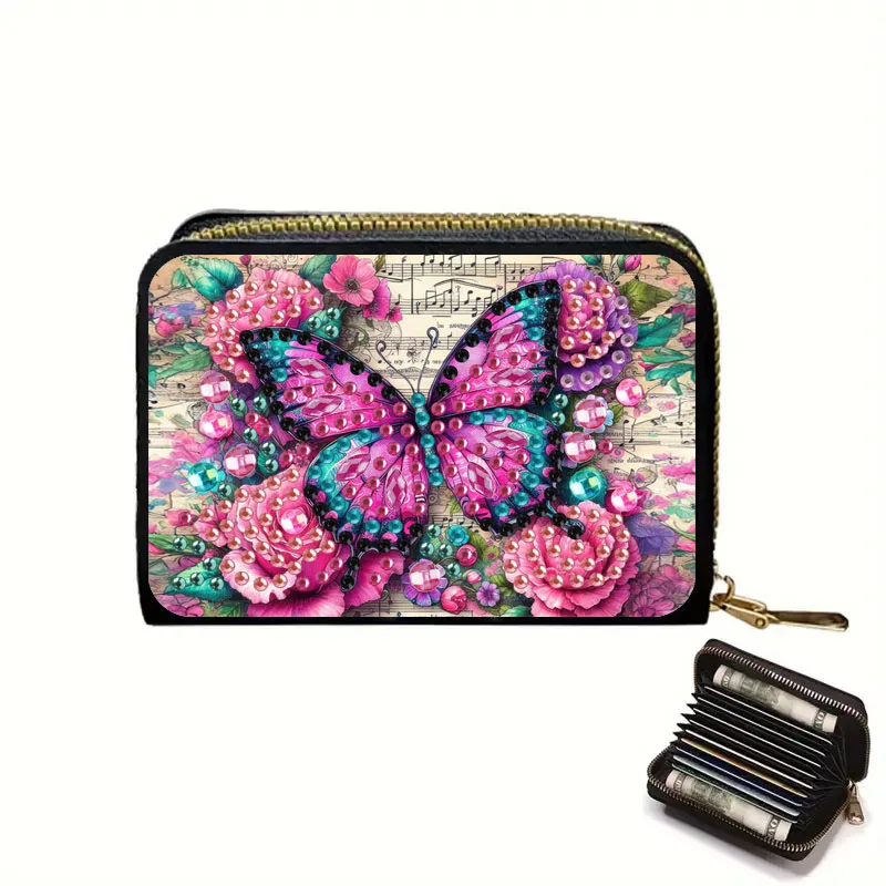Cartera Mariposa Rosa Tarjetero Diamond Painting