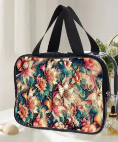 Bolsa Floral de Tocador Semitransparente Pintura Diamantes